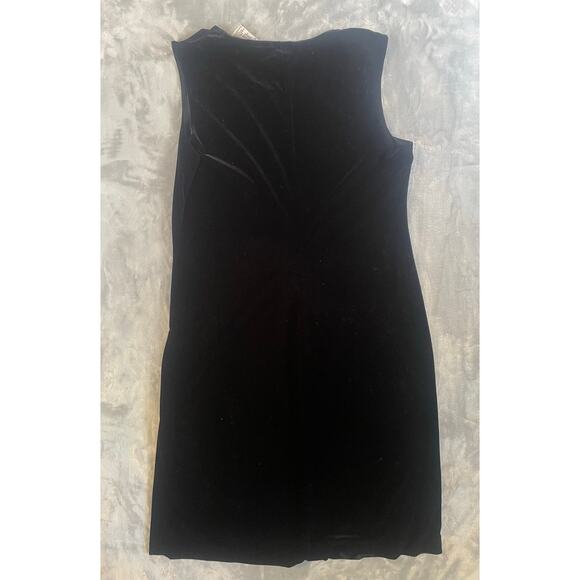 Vintage 90s Y2K stretch black velvet midi tank dress goth whimsygoth XL plus - Picture 8 of 8